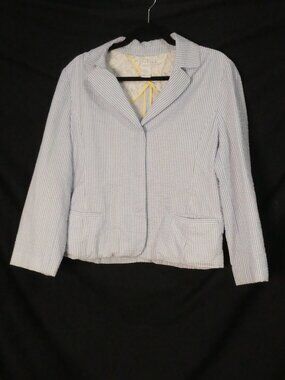 SPANNER Seersucker Striped Blazer Jacket Blue White - Size Large